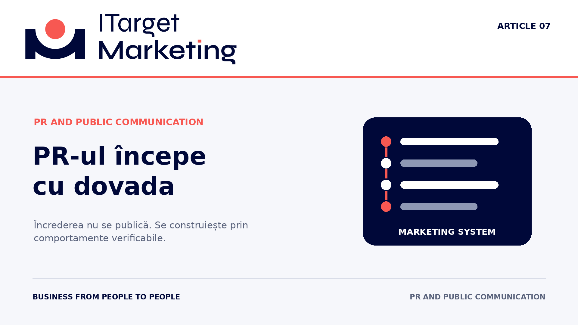 PR-ul începe unde se termină declarația: coperta articolului ITargetMarketing