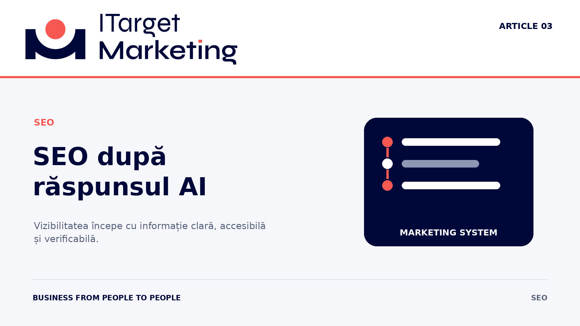 SEO după răspunsul generat de AI: coperta articolului ITargetMarketing